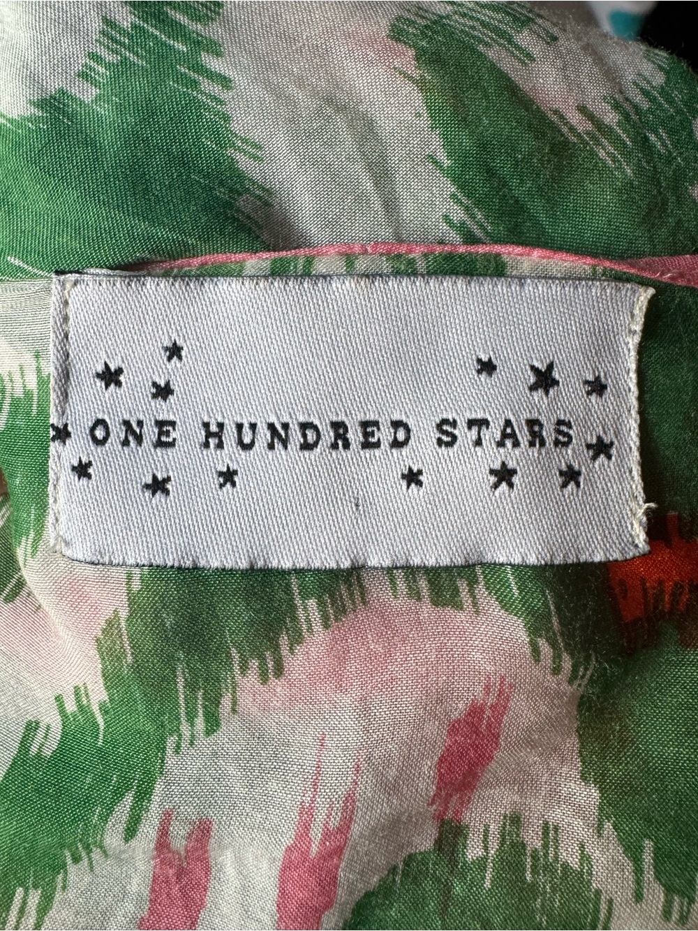 One Hundred Stars Ikat Robe Kimono Duster Pink Green Belted Modal Viscose OS - Picture 11 of 13
